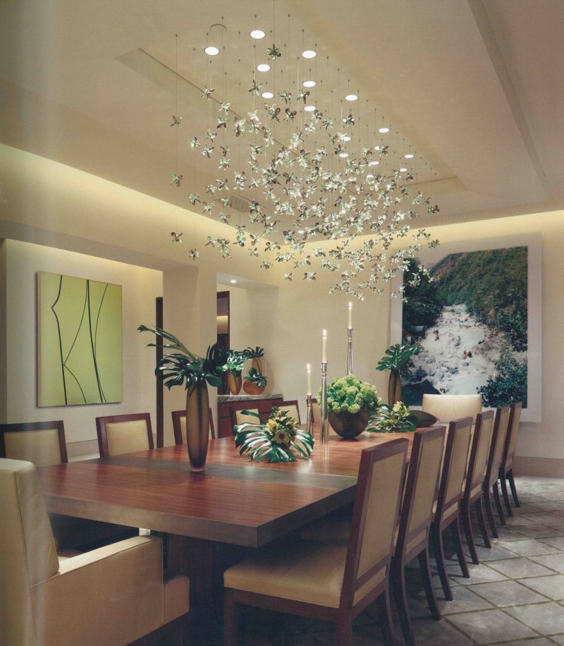 Chandelier above the table