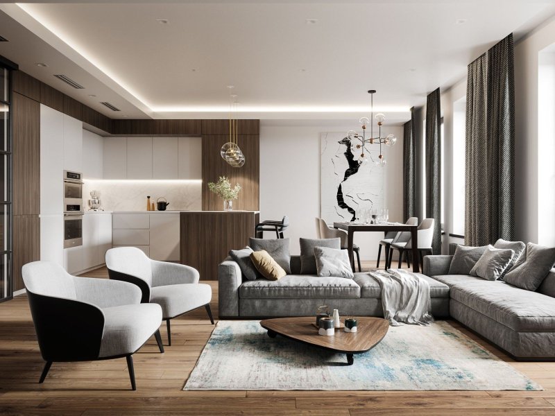 Living room interiors in a modern style