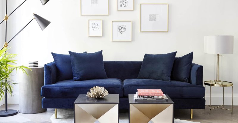 Blue sofa in the interior