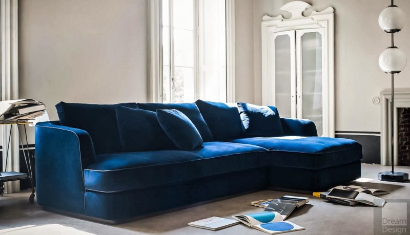 Blue sofa in the interior