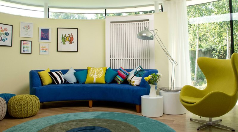 Blue sofa in the interior