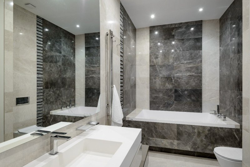 Bathroom design with marble tiles