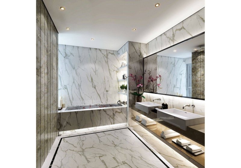 Bathroom design in marble style