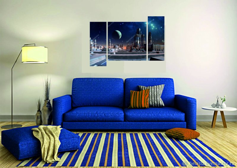 Blue sofa in the interior