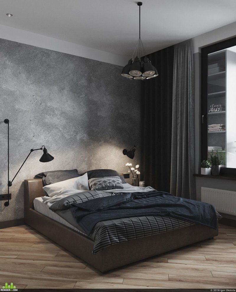 Dark gray bedroom