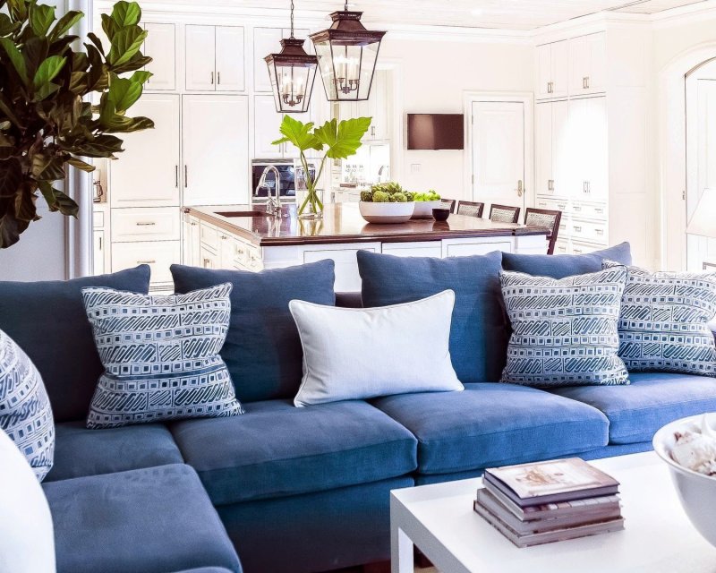 Blue sofa in the interior