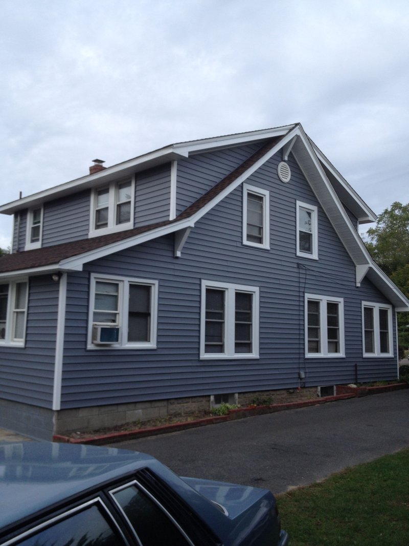 Blue siding at the house