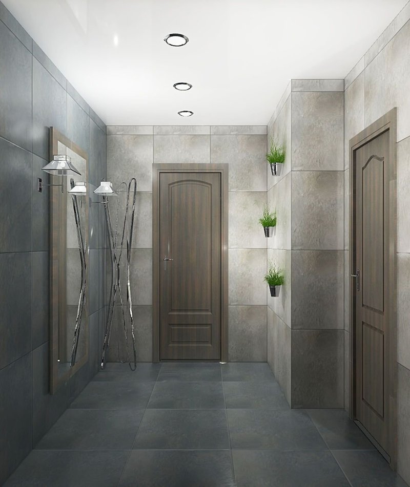 Corridor design in gray tones