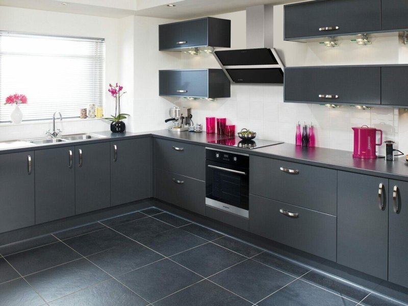 Kitchen anthracite in the interior