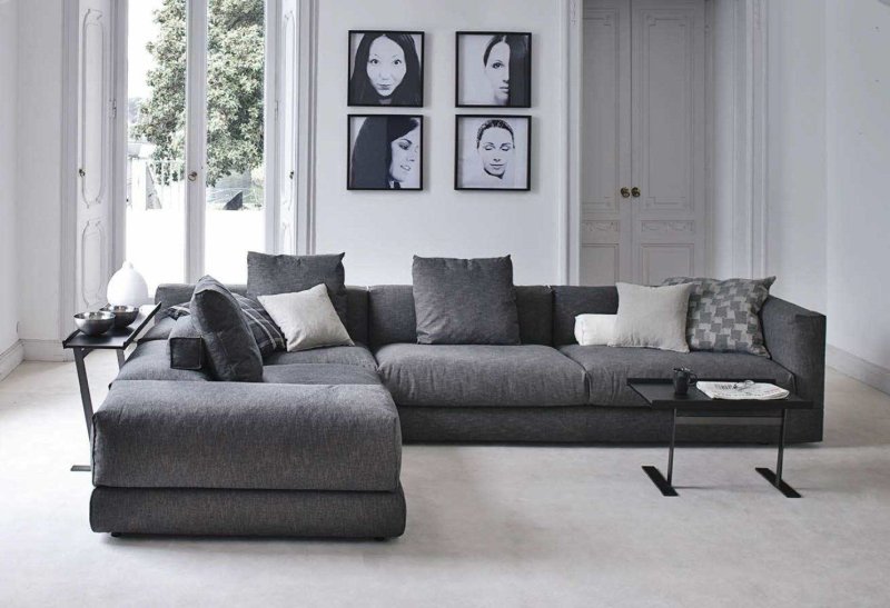 Gray sofa in the interior