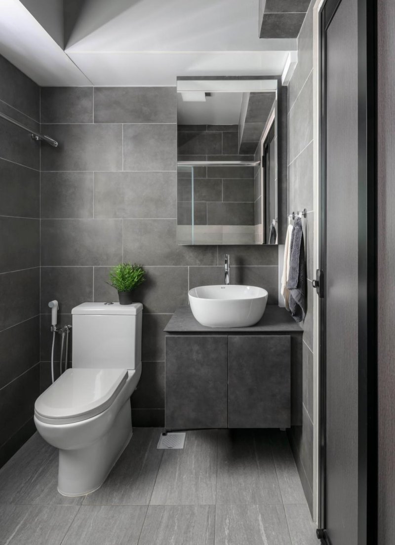 Gray toilet in a modern style