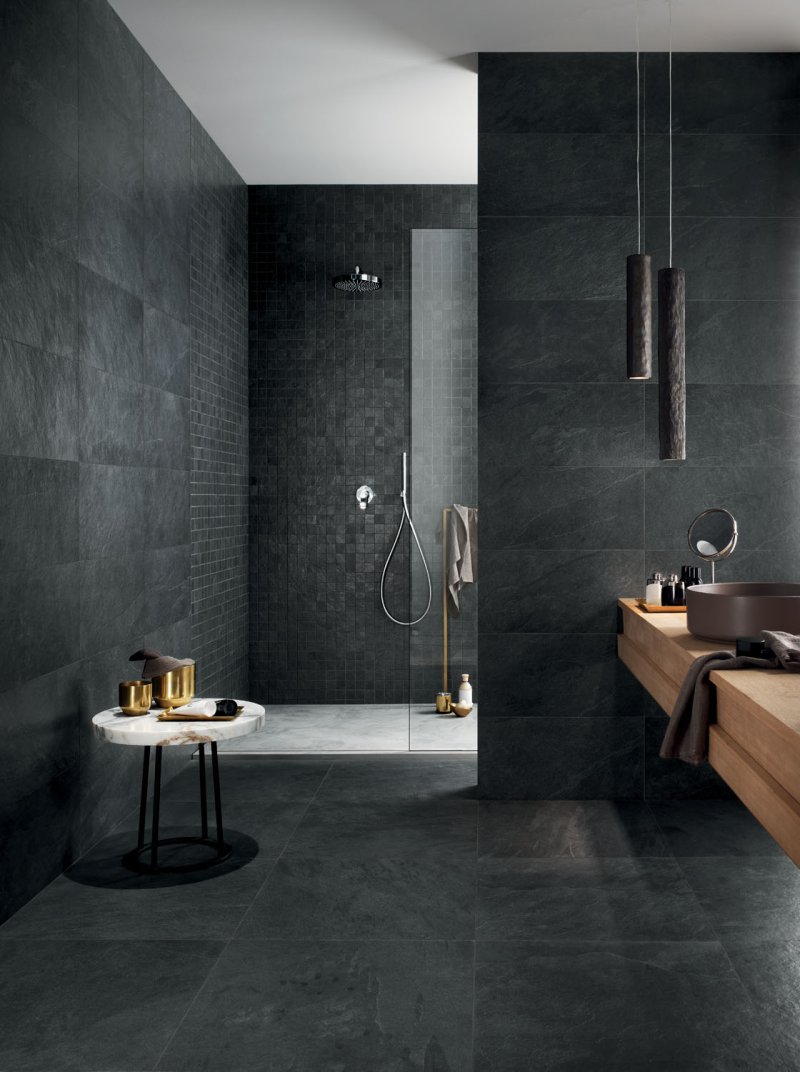 Gray bathroom tile