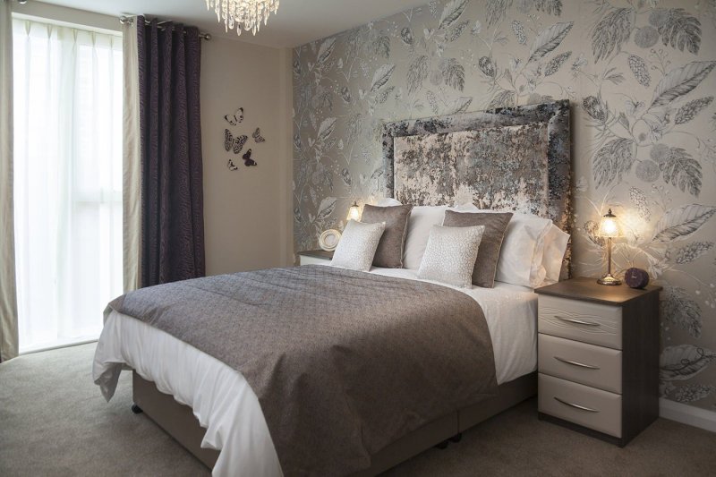 Bedroom interior in gray tones