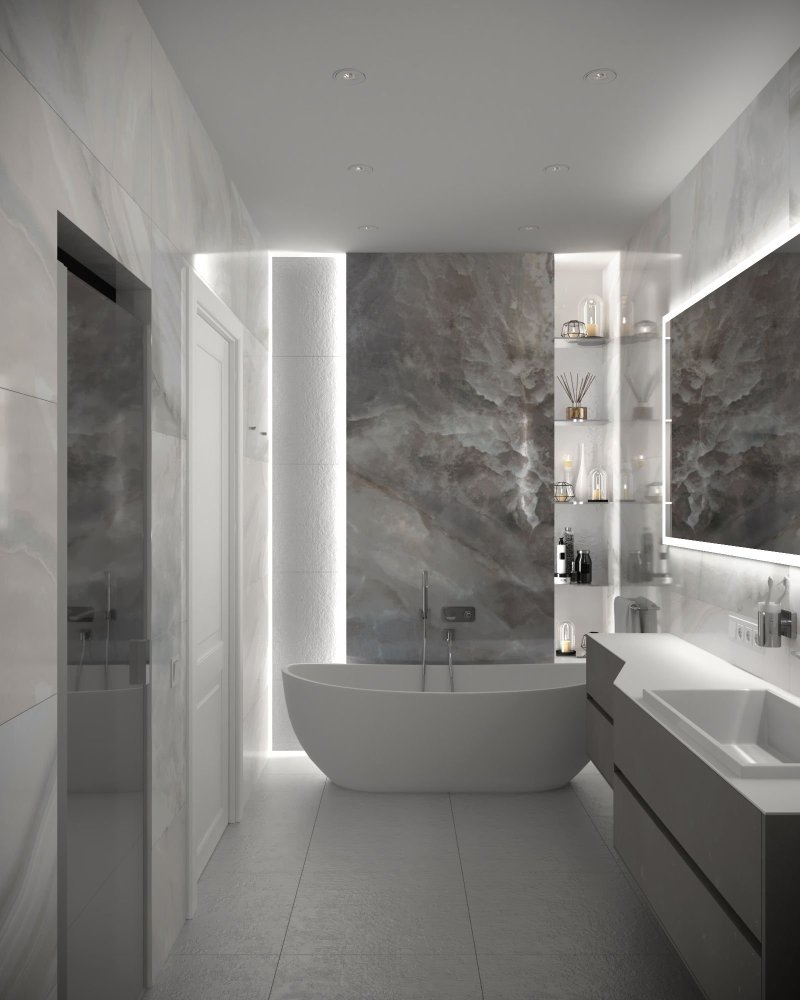 Gray bathroom design