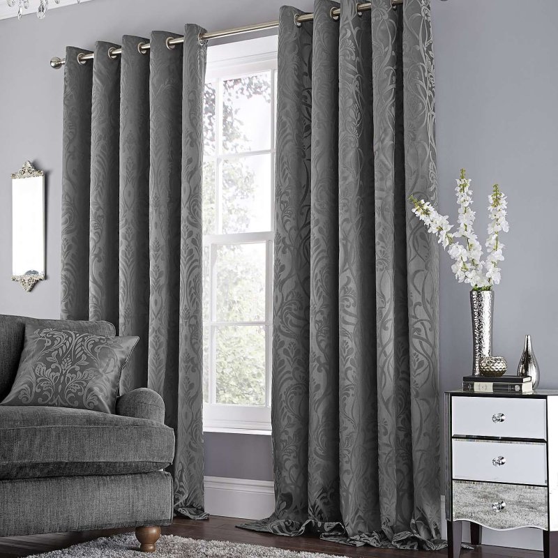 Gray velvet curtains