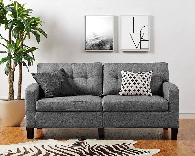 Gray sofa in the interior