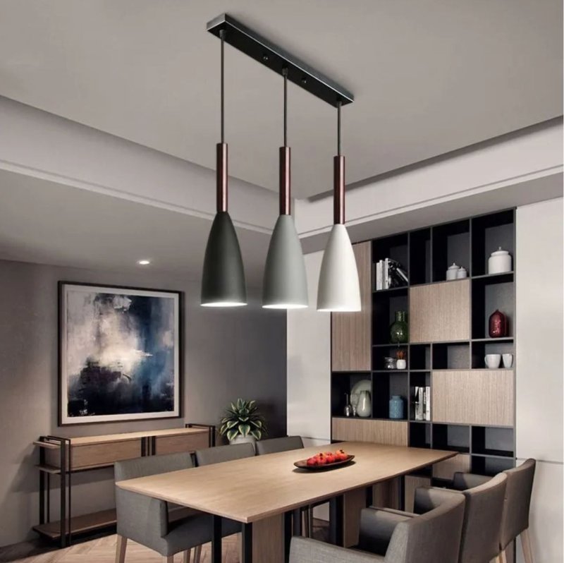 The suspended lamp is modern