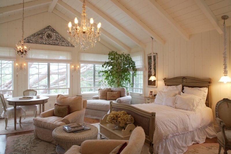 Interior of a wooden house in light colors