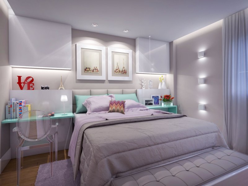 Pastel -style bedroom in a modern style