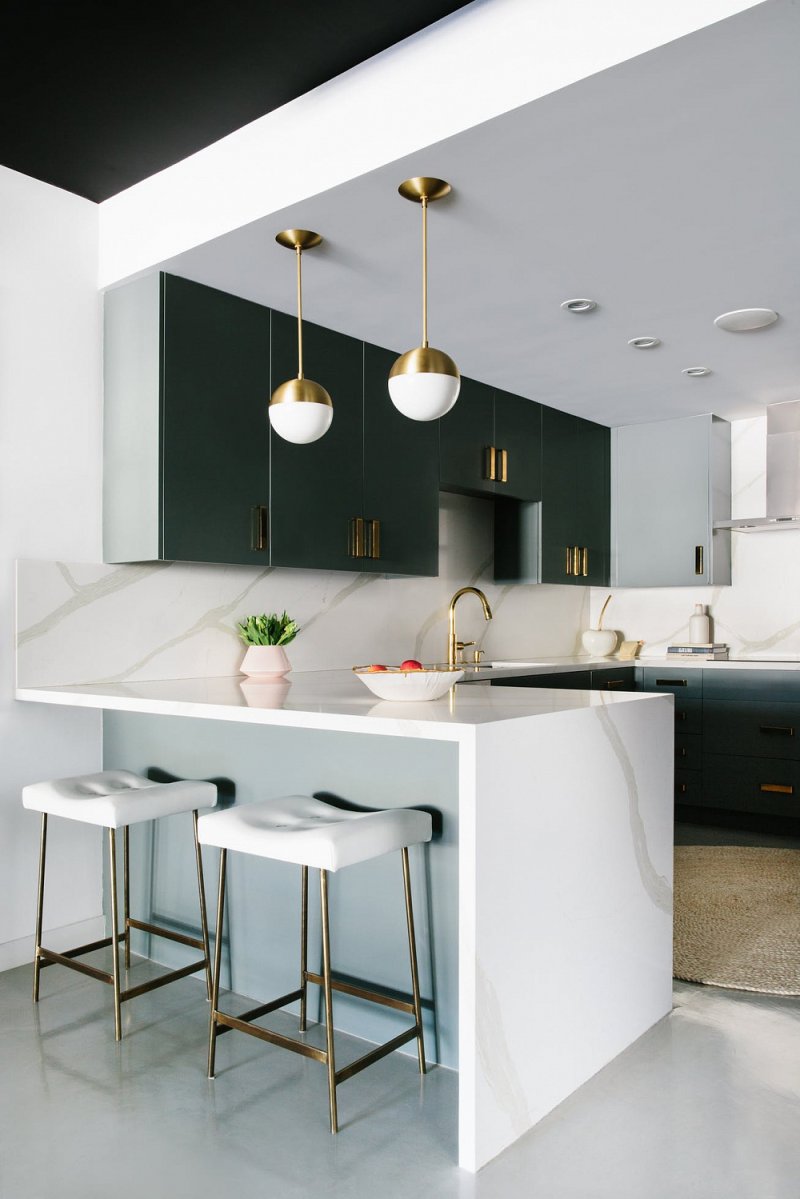 The interior of the kitchen in the style of minimalism