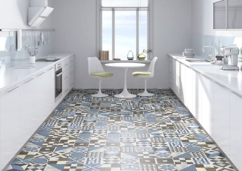 Patchwork tiles floor