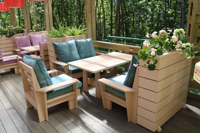 Wooden furniture for terrace