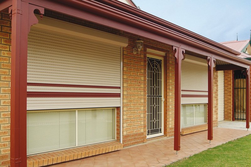 Roller shutters on the windows for giving