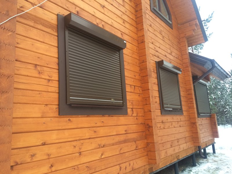 Roller shutters on the windows external