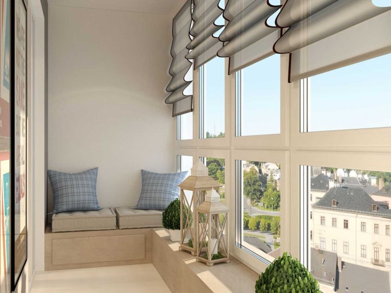 Panoramic glazing balcony interior