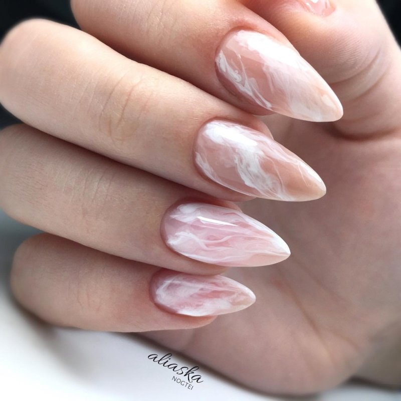 Nude marble manicure