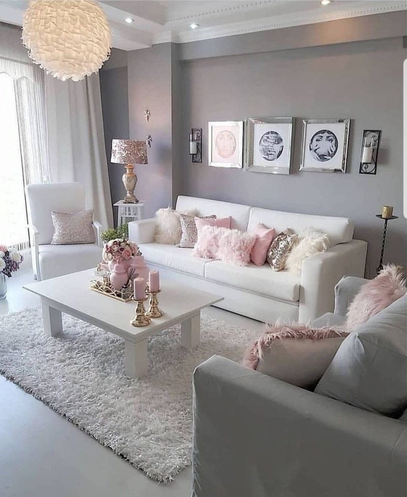 Gray pink interior