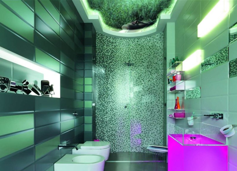 Bright interior of the bathroom