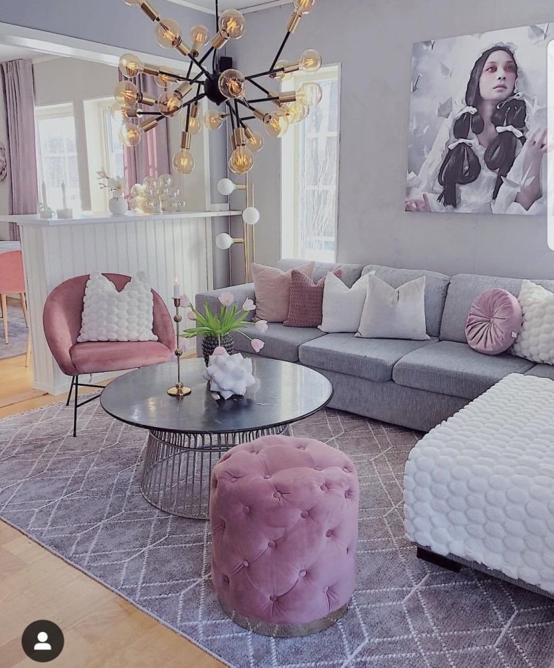 Interior in gray pink tones