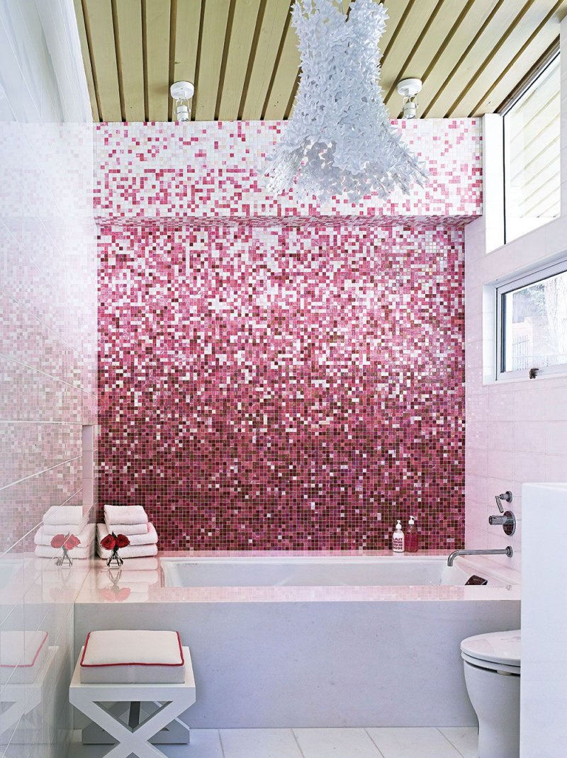 Bathroom mosaic pink