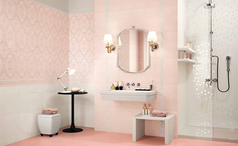 Bathroom tile pink color