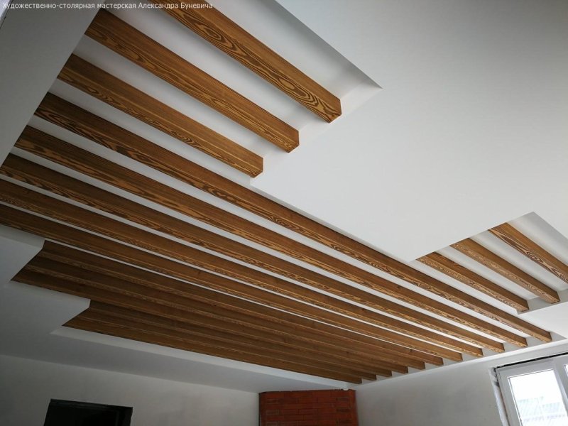 Wooden rails on the ceiling