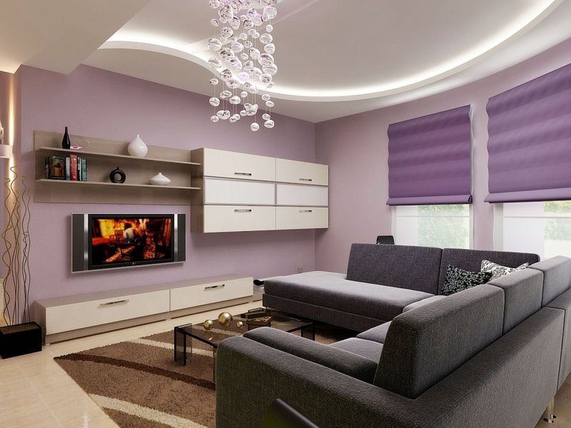 Living room in purple tones