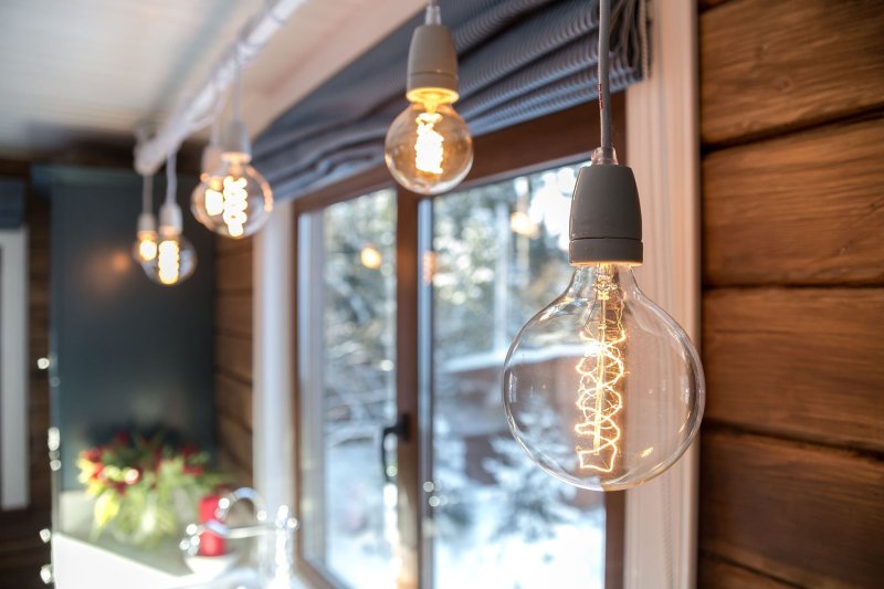 Edison lamps in the interior of Loft