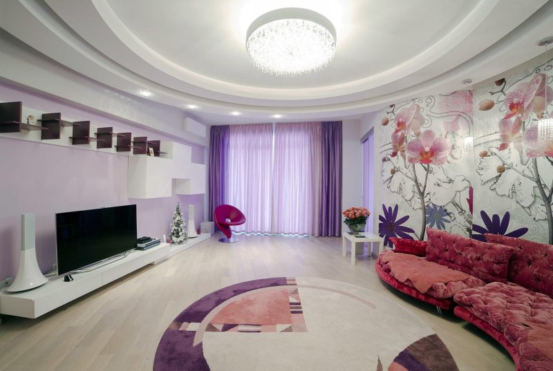 Living room in lilac tones