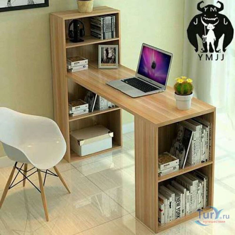 Computer table with shelves