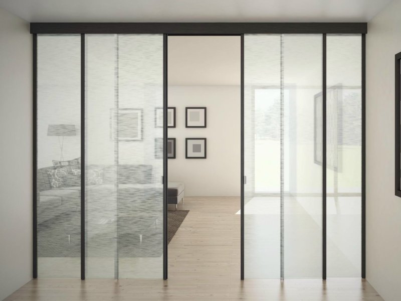 Glass partitions sliding