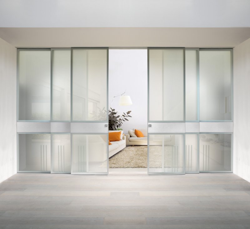 Sliding glass partitions