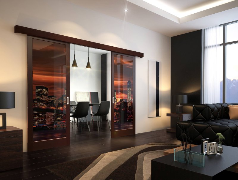 Sliding doors to the living room