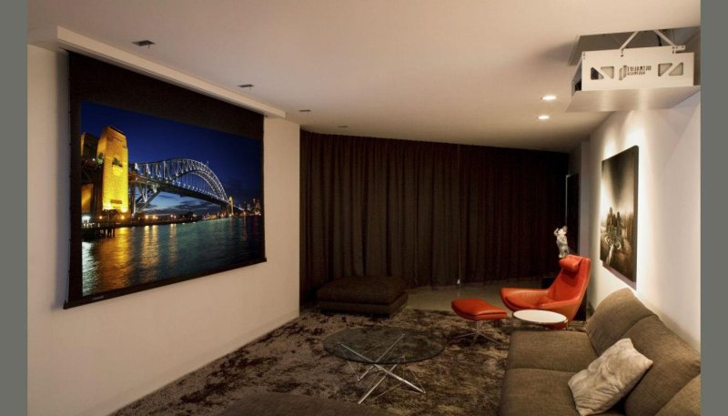 Living room with a projector