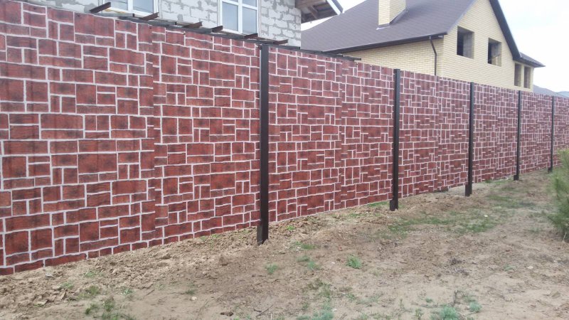 Brick rustic metal profile fences