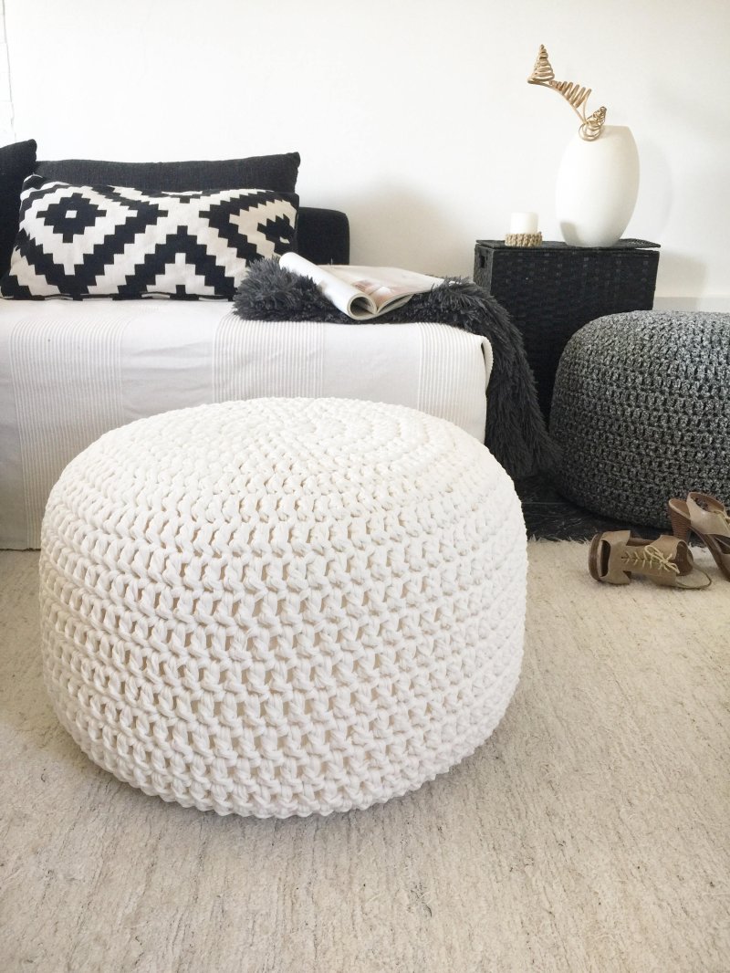 Knitted pouf