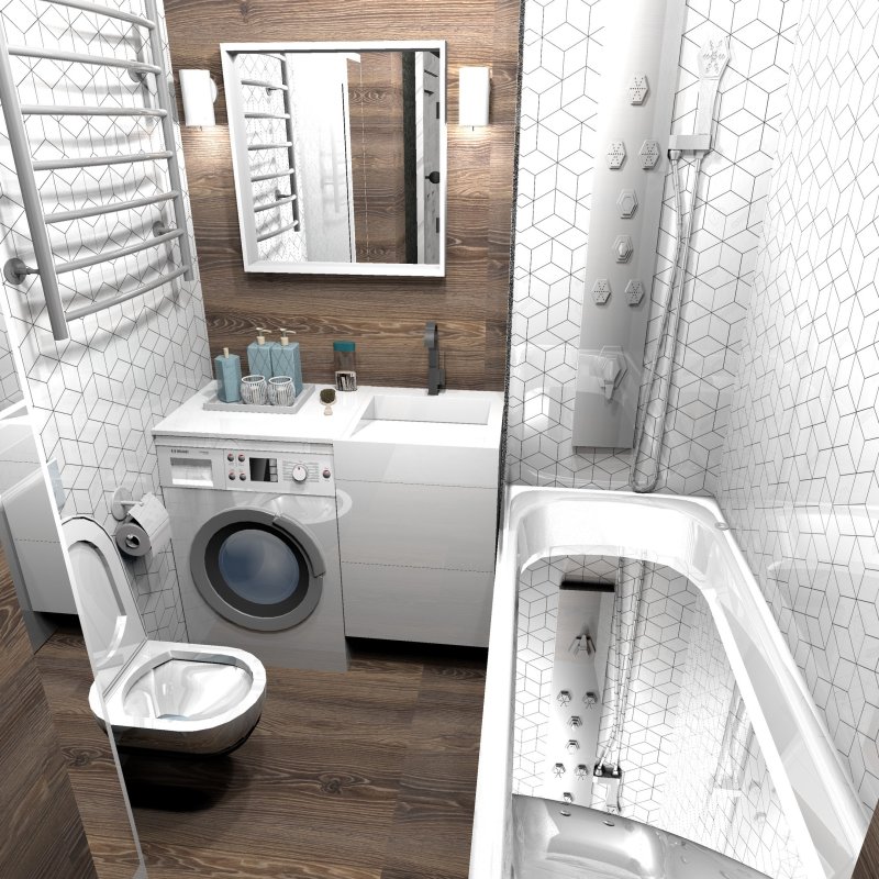 Bathroom interior with washing machine