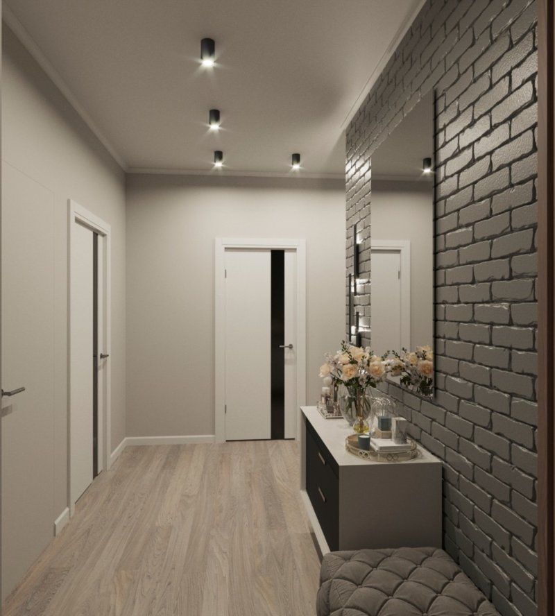 Gray hallway design