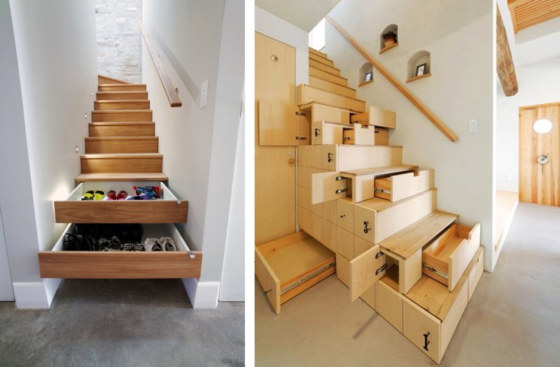 Staircase with drawers