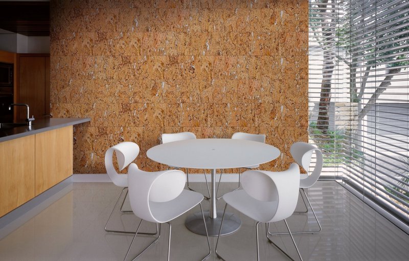 Cork wall in the interior